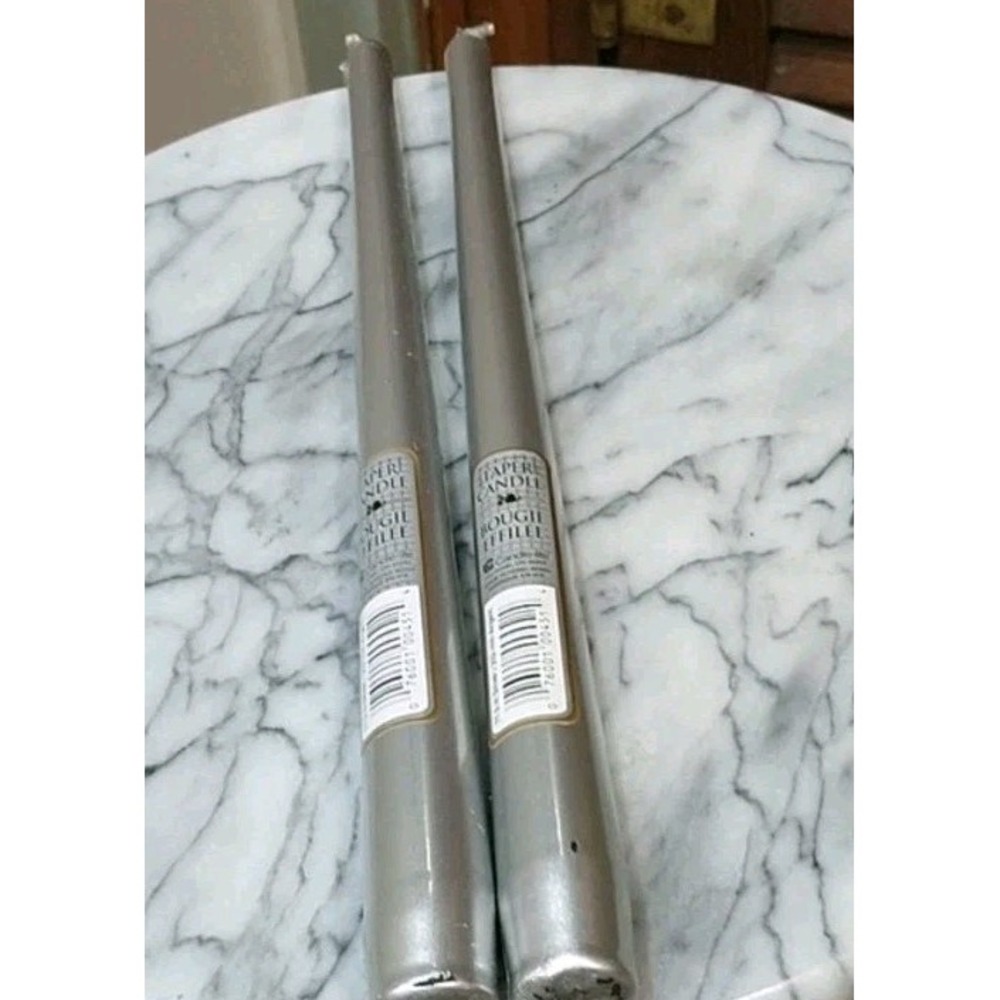 NWT Pair Of Silver Metallic Tapered Candle Lite 11.5" Candle Sticks Holiday